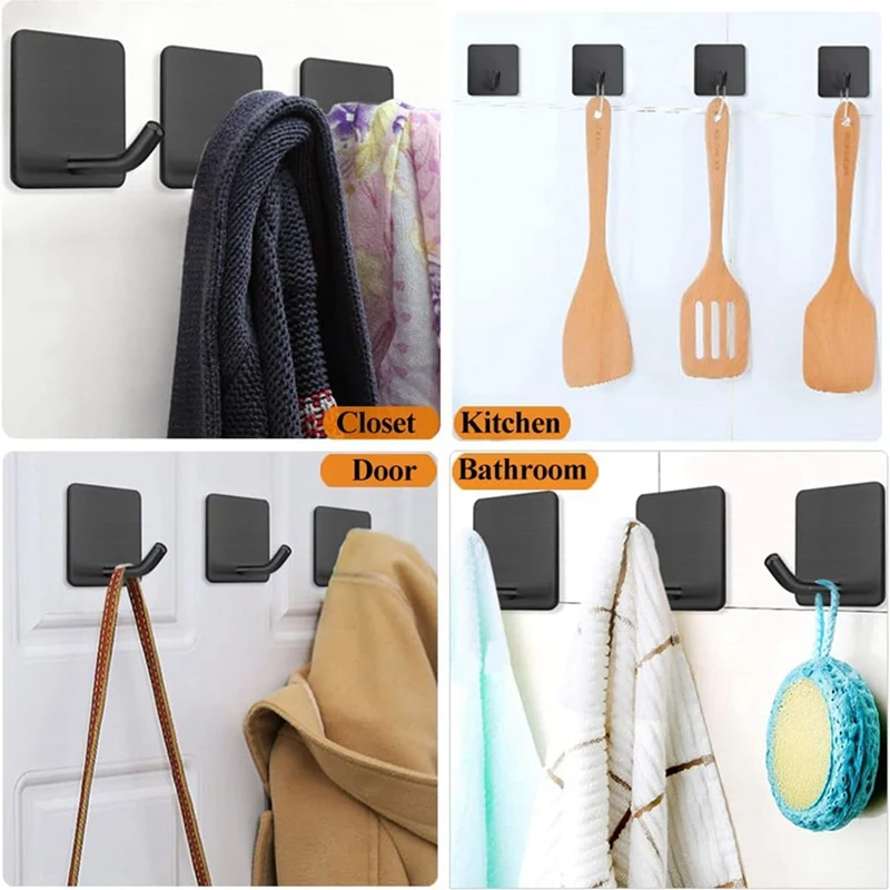 

4 Pack Sticky Towel Hooks Heavy Duty No Drilling Sticky Wall Hooks Shower Hooks For Indoor Shower Bathroom Kitchen Door