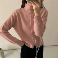New Soft Comfortable Stand-Up Collar Sweater Cardigan Women Simple Single Breasted Cardigans Coat Autumn Solid Knitted Outerwear - Image 6
