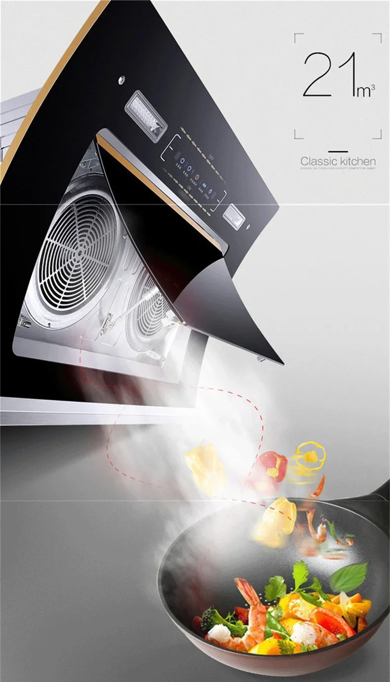 Best Quality Kitchen Appliance Touch Control Chimney Hood Carbon Filter Home Electric Range Hood 900*350*530mm 4