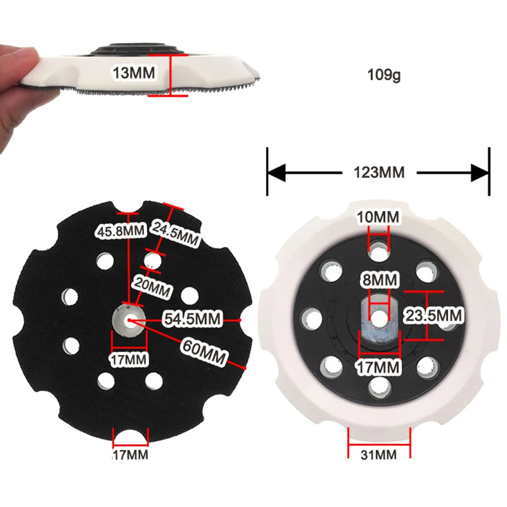 5Inch 125mm 8Holes Hook&Loop Sanding Pad Backing Pads For PC5000C Sander Home DIY Power Tool Replacement Accessories