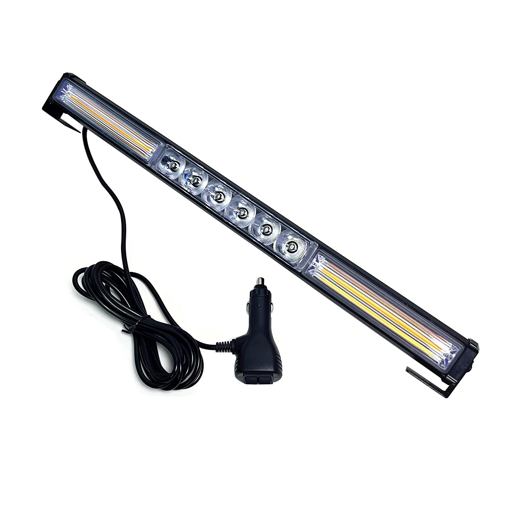 LED Warning Light Bar Police Car LED Strobe Emergency Light Beacon Autos Flashing Safety Signal Lamp Amber White 12/24V