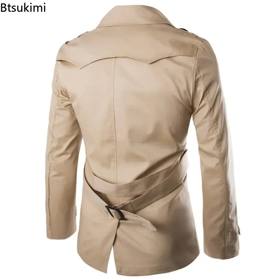 England Style Men's Trench Coat Fashion Cotton Double-breasted Mid-leng Jackets Boutique Windproof Coats Business Gentleman