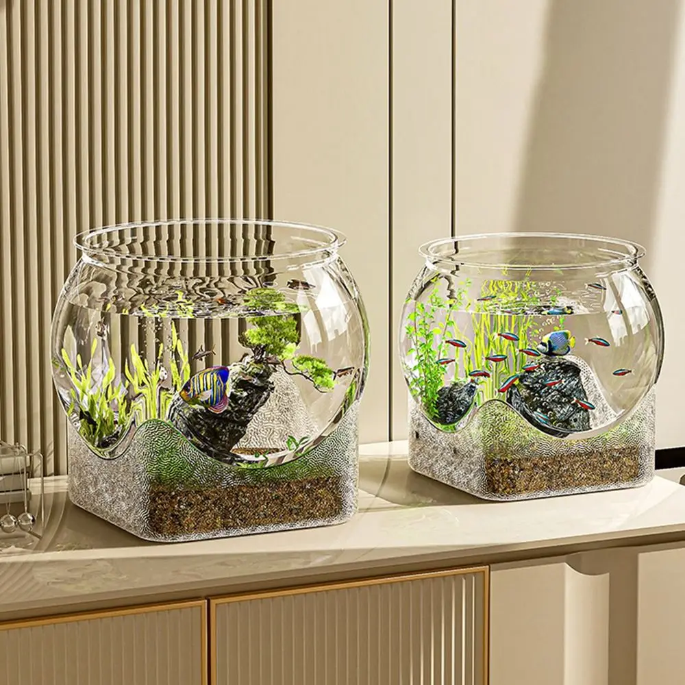 Fish Aquarium Clear Round Fish Bowl Small Aquariums Flower Vase Centerpiece Desktop Aquarium for Betta Turtle