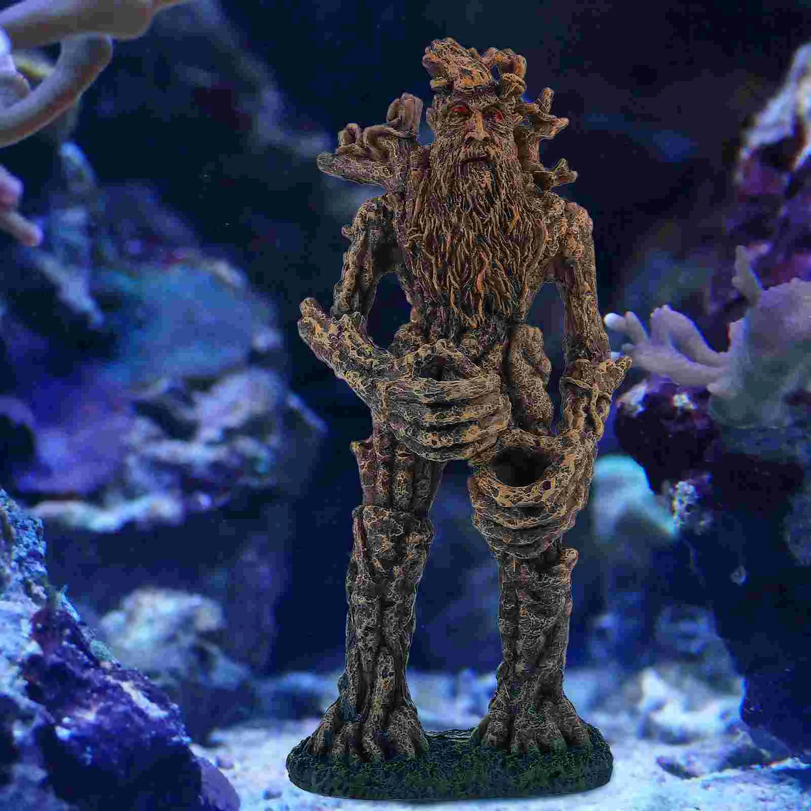 

Fish Tank Decor Aquarium Ornaments Plant Decorate Resin Treeman Figure Decorative Statue Model Cave Adornment