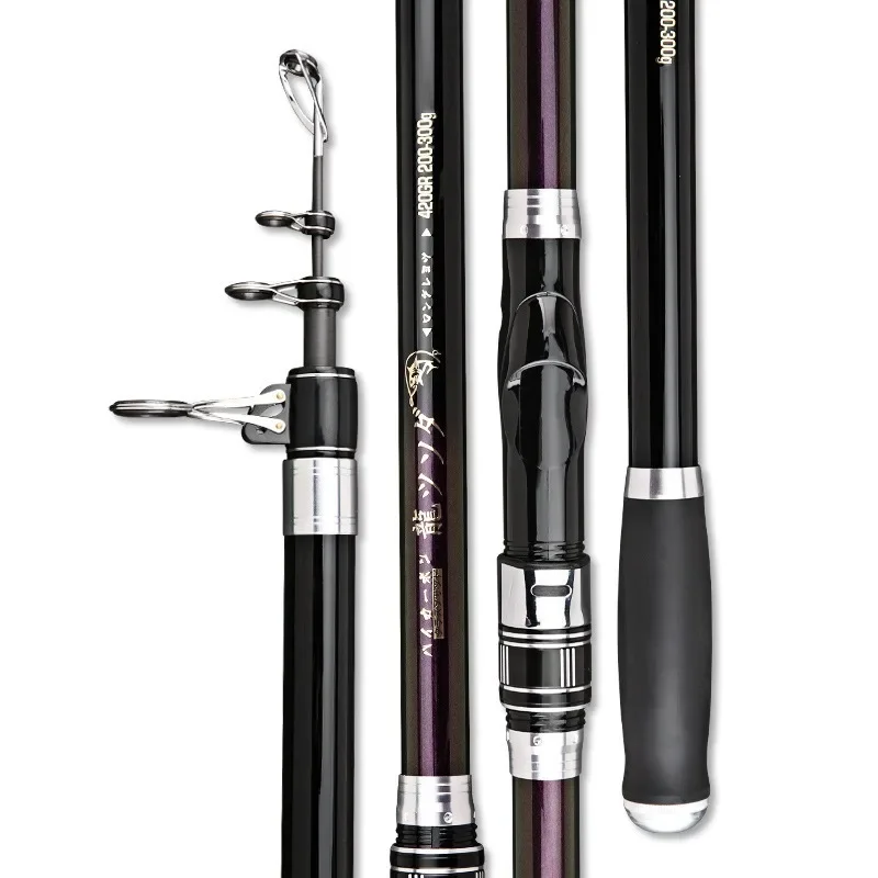 伸縮式カーボン釣り竿,サーフキャスティング,ベイトキャスティング