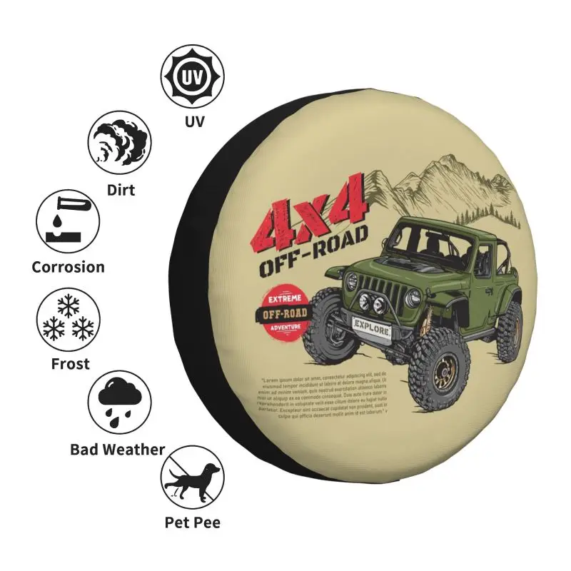 Tire Cover Off-road Mountain Adventure Travel Spare Wheel Tire Cover for Mitsubishi Pajero Jeep RV SUV 4WD 4x4 Vehicle Accessories
