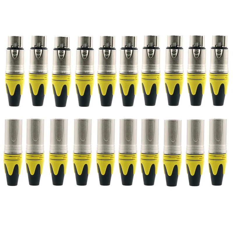 10 Stück XLR Stecker Set, 5 Stecker und 5 Buchse 3 Pin XLR Kabel Stecker Mikrofon Audio Anschluss für 6mm OD Mikrofonkabel mit Hoher Leitfähigkeit/Haltbarkeit/Gummischale