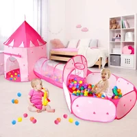 3 In 1 Kid Tent House Play Toy Tunnel Crawling Playhouse Castle Portable Children Ocean Ball Pool Pit Baby Folded Indoor Outdoor 1