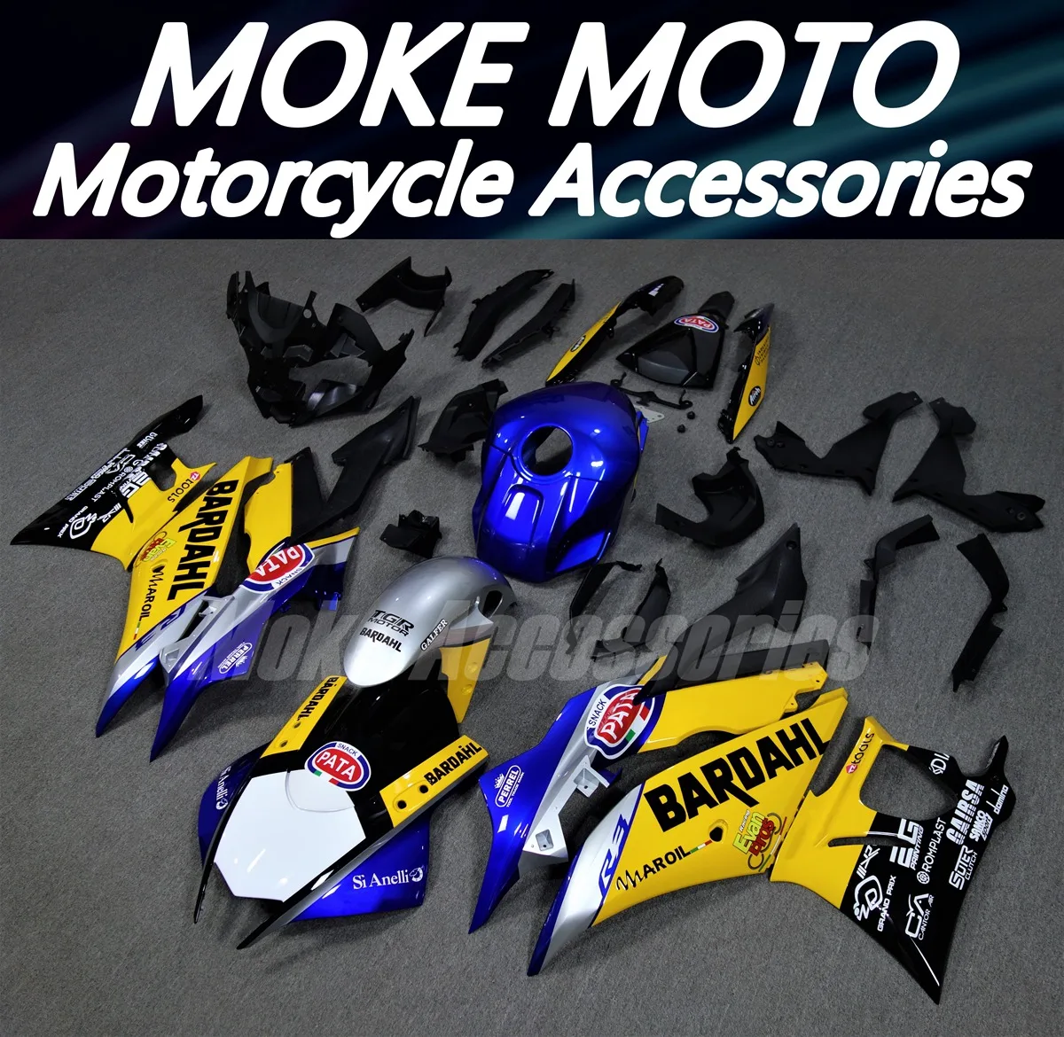 Motorcycle Fairings Kit Fit For YZF R25 R3 Bodywork set High quality ABS injection Blue Yellow BARDAHL