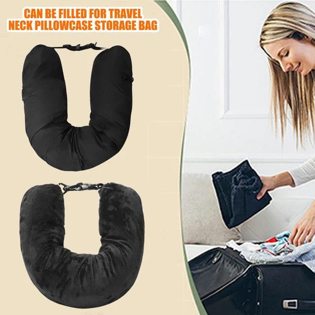  Flight Fillow Almohada de viaje rellenable, almohada de viaje  plegable, almohada para el cuello rellenable, almohada de cuello rellenable  para viajes, almohada de cuello de chaqueta (negro) : Hogar y Cocina