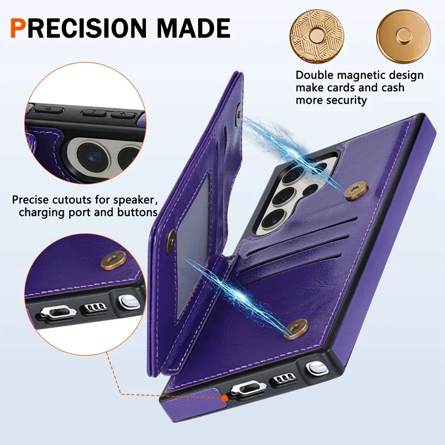 RFID Blocking Anti-Theft Magnetic Leather Wallet Case