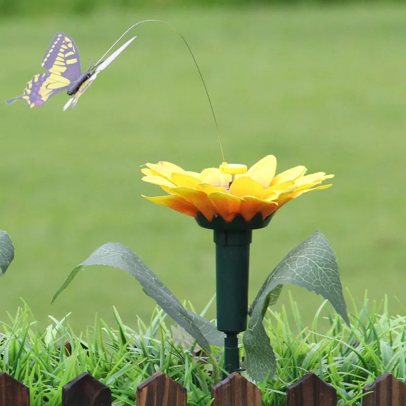 Whimsical Fluttering Butterfly & Hummingbird Garden Stake Decor