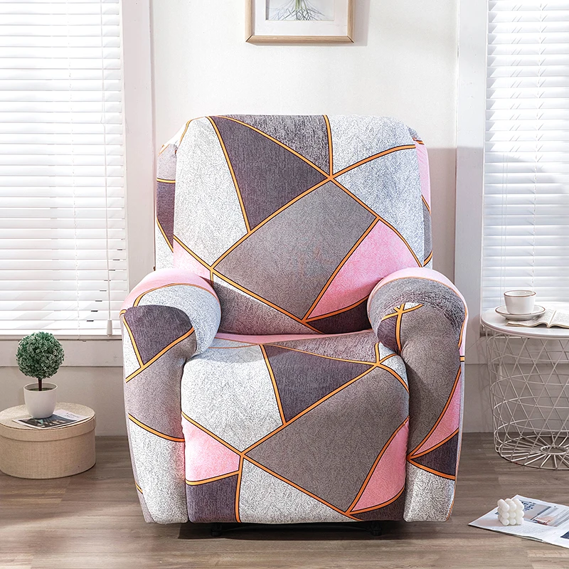 Description Picture 4 of item4pc/set Milk Silk Stretch Recliner Sofa Covers Printed Elastic Armchair Chair Slipcovers for Living Room Furniture Protector