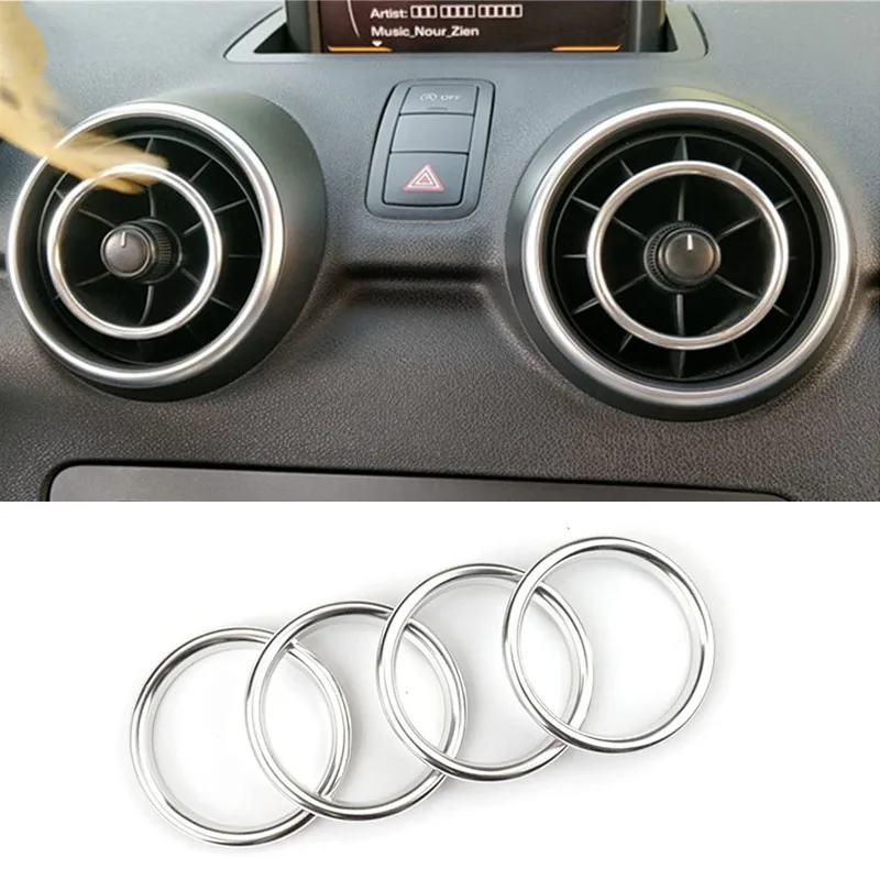 알루미늄 합금 자동차 스타일링 액세서리 계기판 AC 공기 배출구 내부 장식 링 Audi A1 2014-2017