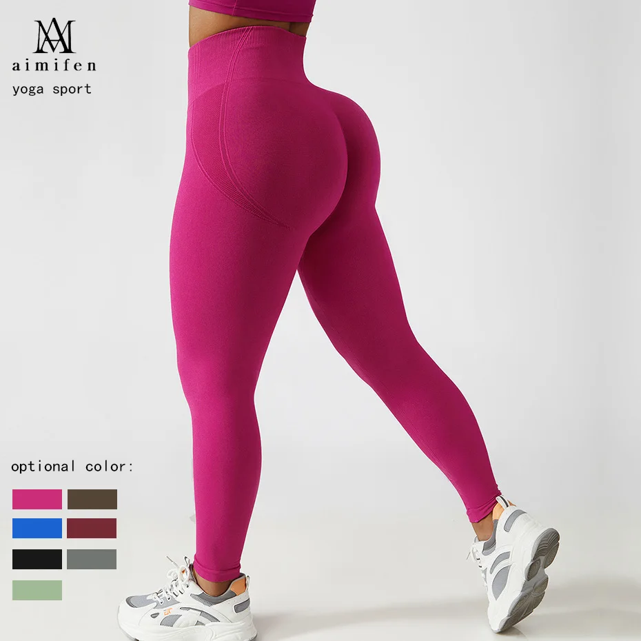 

New Seamless Leggings Womens Butt Lift Curves Workout Tights Yoga Pants Fitness High Waist Push Up Long Tights Running Trousers