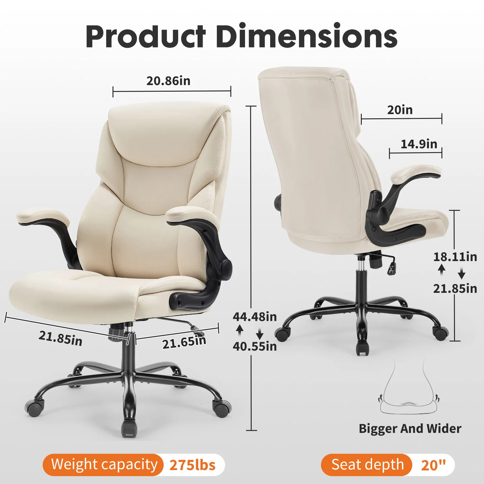 JHK Ergonomic Office Chair Heavy Duty Task Desk Chair with Flip-up Arms PU Leather Adjustable Swivel Rolling Gaming Chair 2 JHK Ergonomic Office Chair Heavy Duty Task Desk Chair with Flip-up Arms PU Leather Adjustable Swivel Rolling Gaming Chair 2