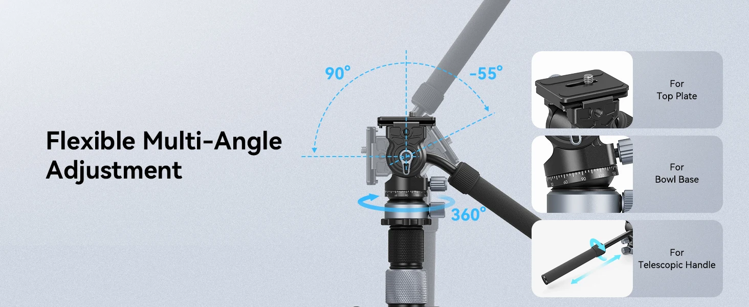 Travel Video Tripod Kit Lightweight Tripods with 360° Video Head for Arca-Swiss