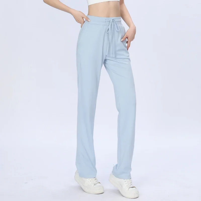 Women's Loose Fit Quick Dry Sports Yoga Pants Straight Leg Running Trousers Casual Long Wide Leg Gymnastics Long Pants
