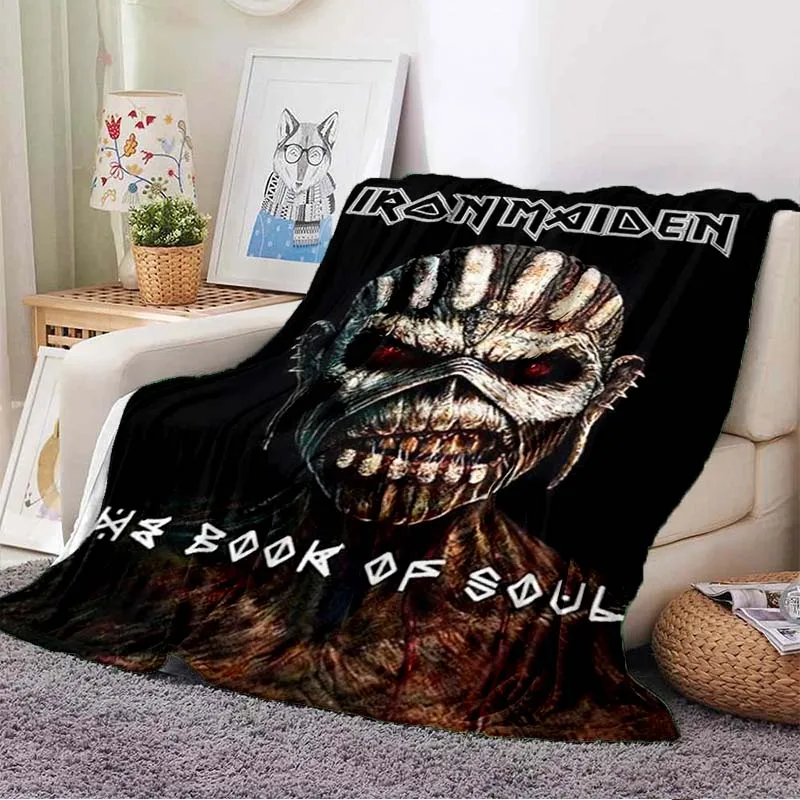 

I-Iron Maiden Rock Heavy Metal Band Blanket Sofa Cover Soft Hairy Blanket Flannel Fluffy Comfortable Home Travel Throw Blanket
