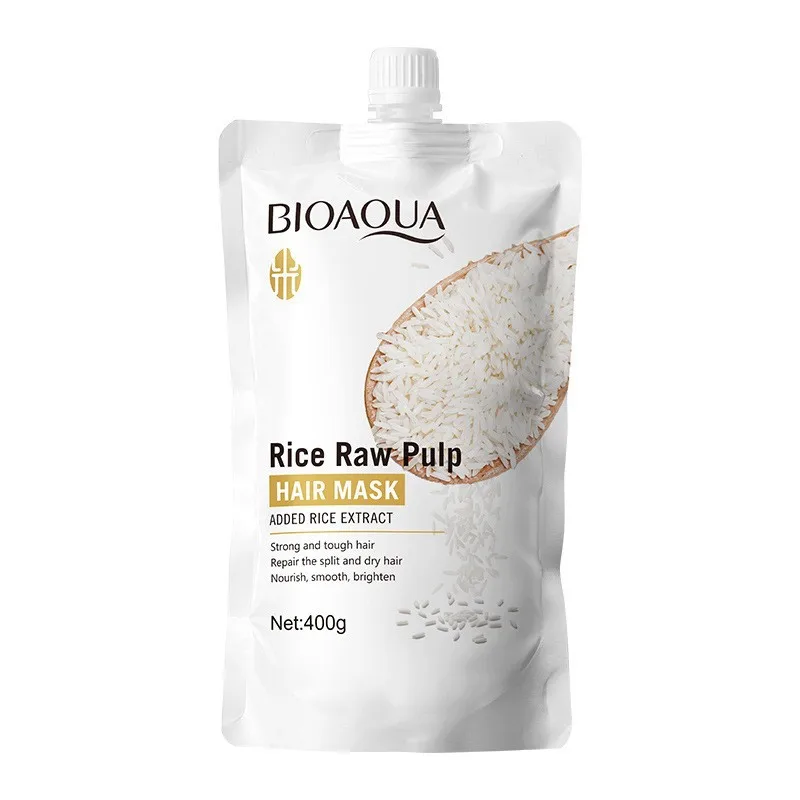 Maschera per capelli alla purè di riso da 400 g, penetra il cuore del capello, reintegra i nutrienti, ripara le cuticole danneggiate e migliora la secchezza, le doppie punte, il crespo e altri danni ai capelli causati da asciugatura con phon, stiratura e tintura. - immagine 3