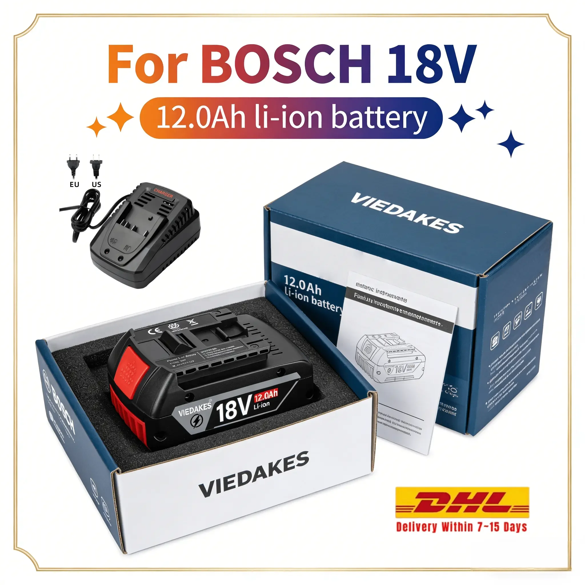 VIEDAKES for bosch 18v lithium battery 12.0Ah BMS Protection akku For bosch 18V Drill Grinder Professional Tools