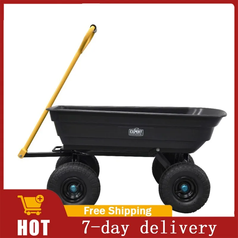 

Expert Gardener 400 lbs. Capacity Poly Landscape & Garden Dump Cart, Black Color 39.38in