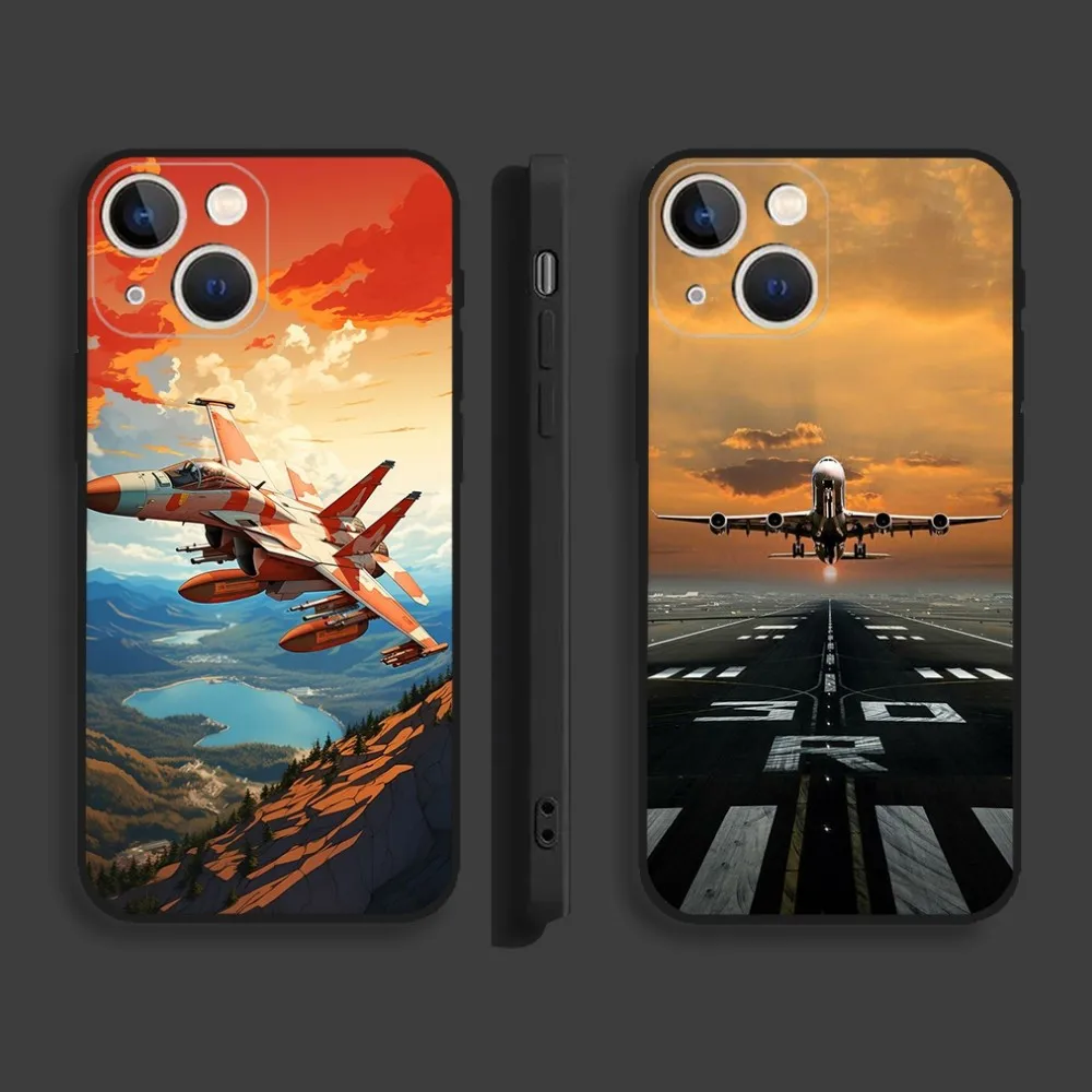 Custodia Per Telefono Aereo Aereo Aereo Per Iphone15,14,13,12,11,Pro,Max,Plus,Mini,X,Xs,Xr,8,7,6,S,Plus,Se Custodia Morbida Nera