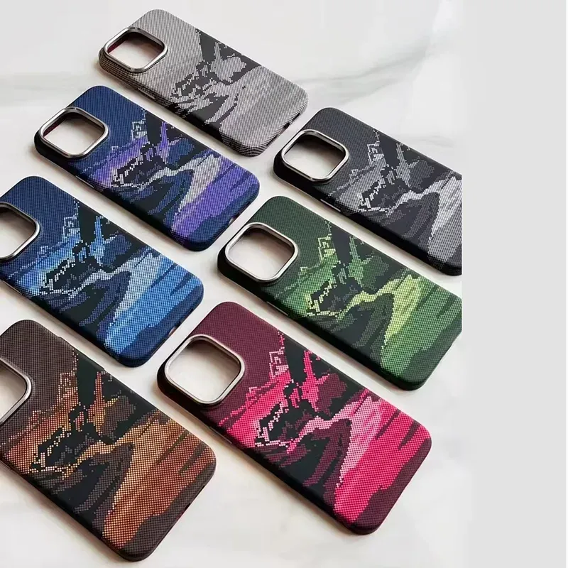 Carbon Relief Alloy Camera Lens Wireless Charging MagSafe Case for iPhone 16 15 Pro Max 16Pro 15Pro 14 13 Hard PC Cover Shell