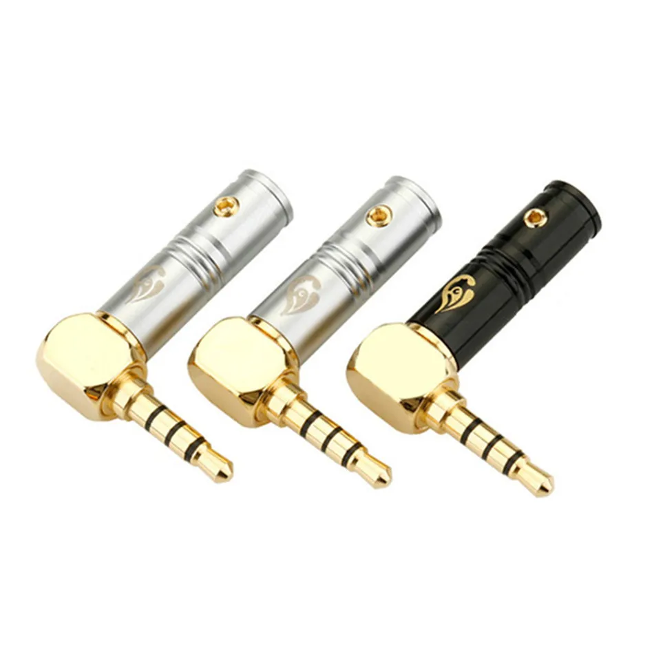 Headphone 3.5mm Jack 4 Poles 90 Degree Right Angle Hifi Earphone Splice