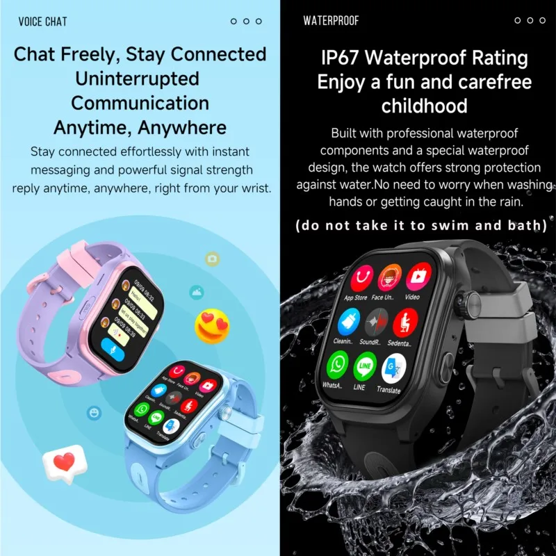 Kids Smart Watch 4G GPS WIFI Video Call APP Download SOS Phone Call Children Smartwatch Monitor Tracker Location Boys Girls Gift