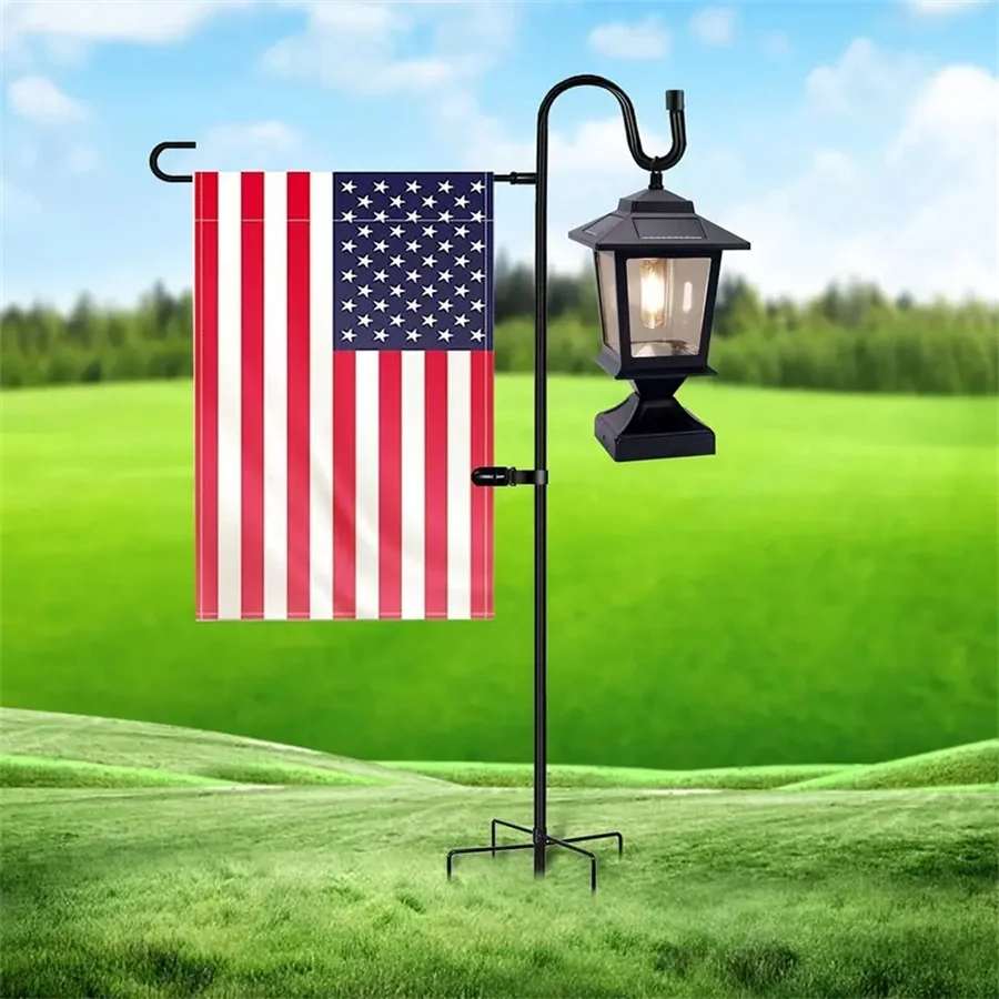 Courtyard Garden Flag Holder 1 upgraded with windproof clip with hook shepherd's hook