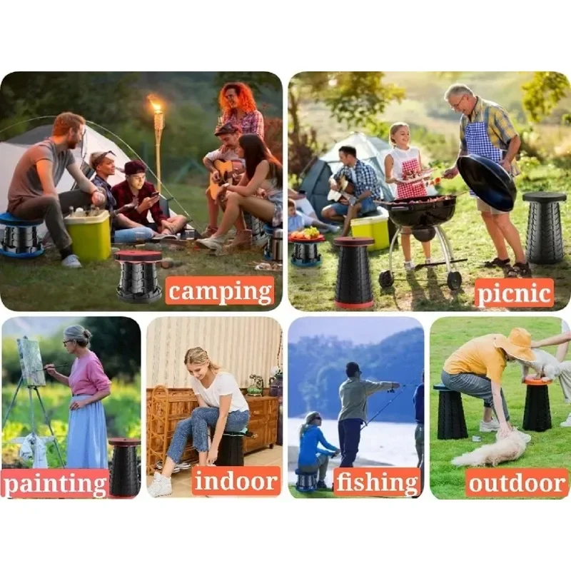 Toilet Seat Stool 2Pcs Telescoping Camping Stool Collapsible Portable Adjustable for Fishing Hiking