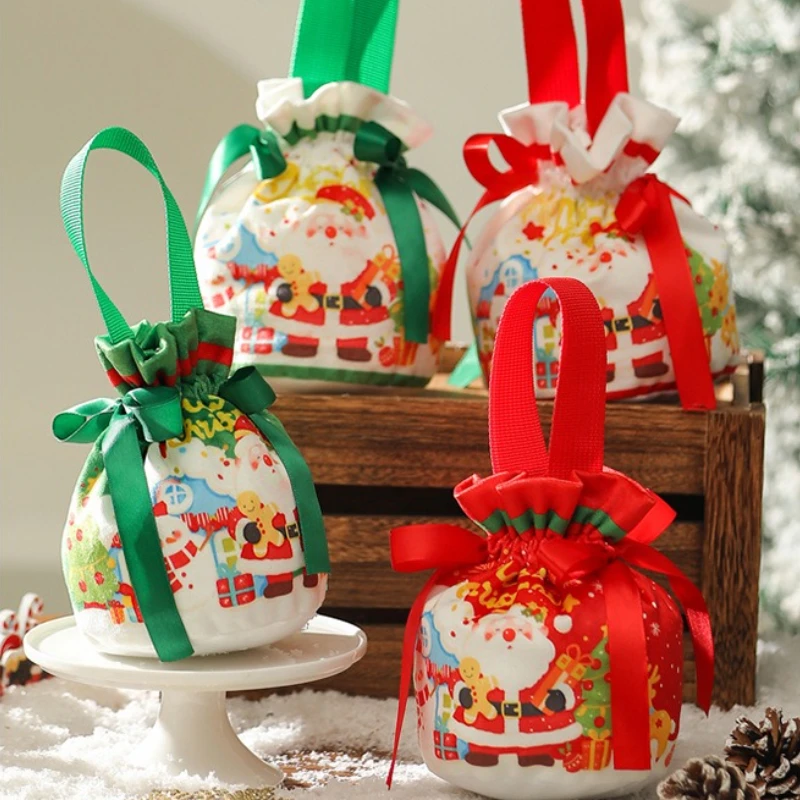 Christmas Candy Gift Bags with Flannel Material for Festive Season