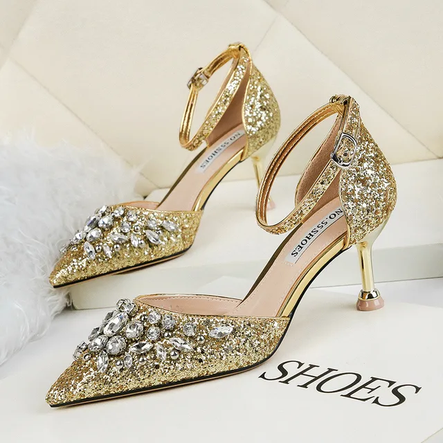 New Kitten Heels Rhinestone Women Pumps 