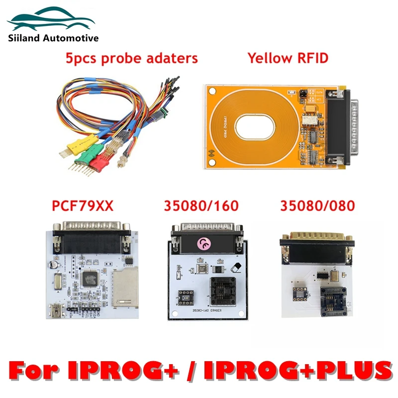 

IPROG+ iProg Prog Programmer Replace Parts CAN BUS/K-Line/RFID/MB IR/PCF79XX/5pcs Probe Adapters Without Soldering/ 35080/160