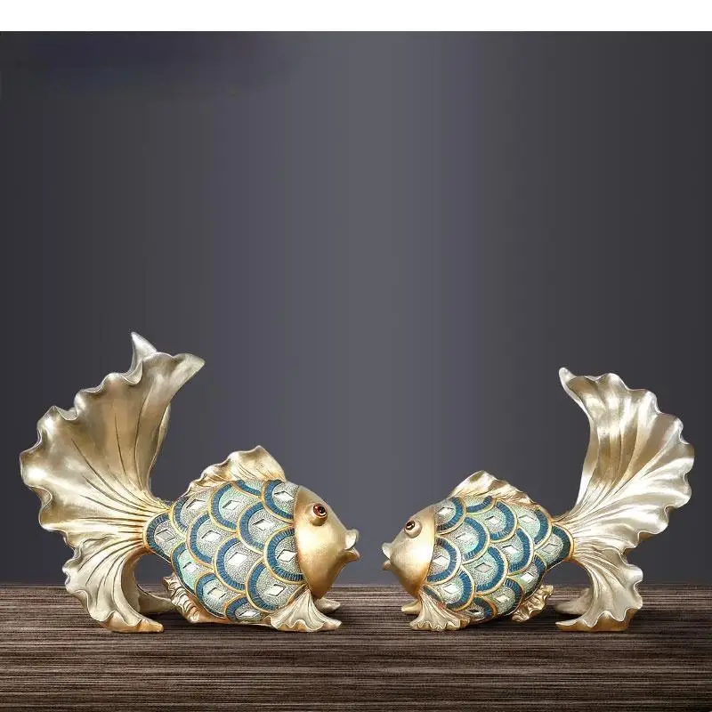 

Имитация животного, скульптура рыбы, Золотой Мрамор, предметы интерьера, животные из смолы, ремесла, украшения для дома, аксессуары для украшения