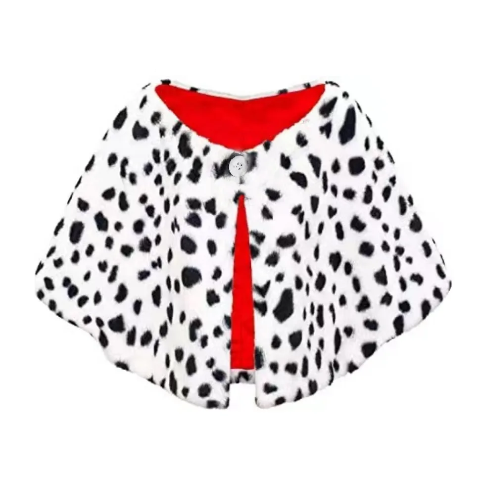 Sexy Leopard Dot Wraps Scialle Cruella Accessori Cosplay Witch Cape Halloween Carnival Evening Runway Party Costume