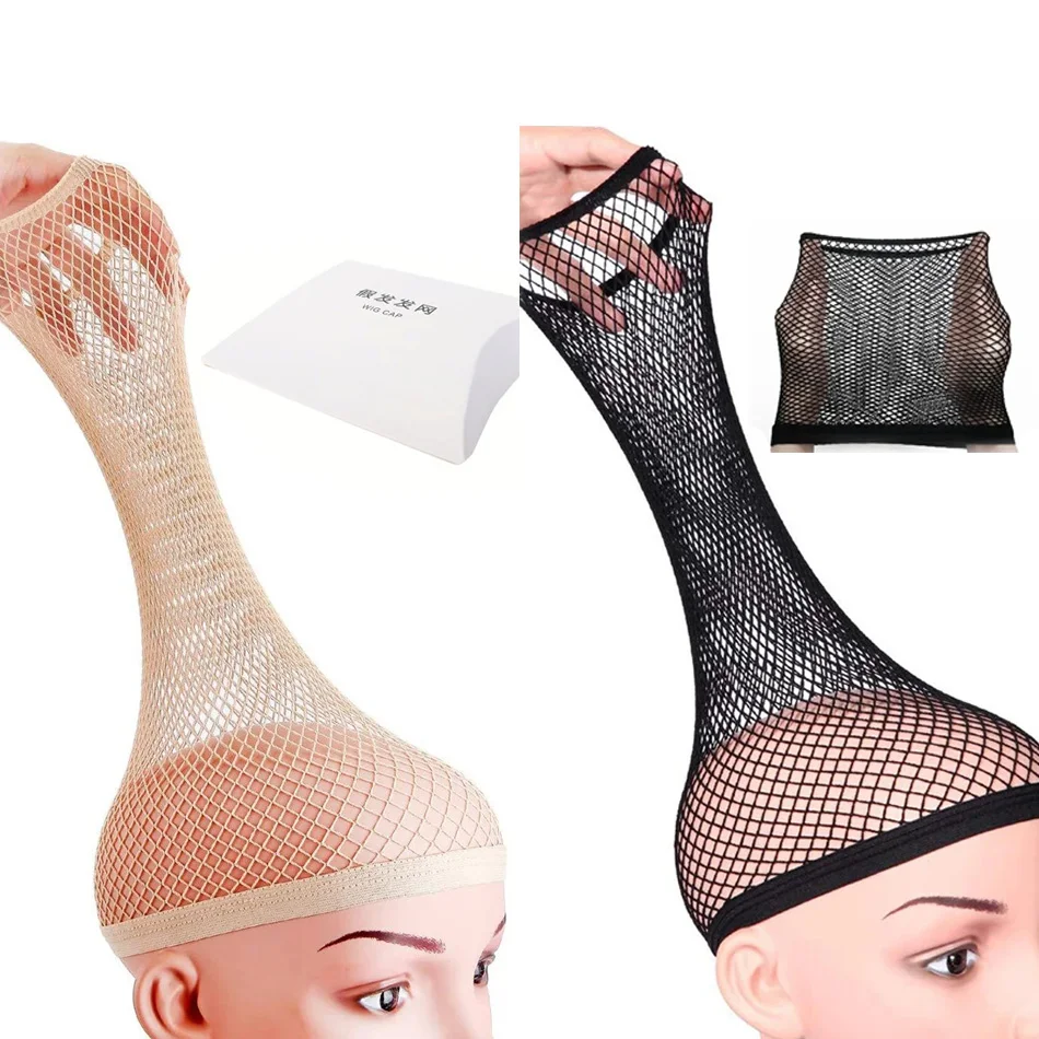 Mesh Weaving Wig Caps Fishnet Ladies Hair Net for Wigs Black Blonde 2pcs