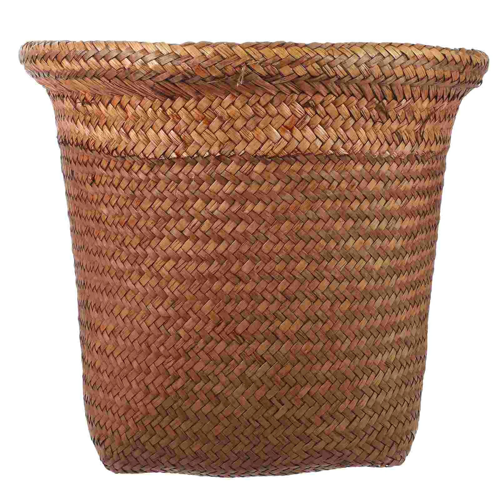 

Flowerpot Fruit Basket Garbage Can Office Outdoor Trash Car Small with Lid Cattail Grass Home Waste