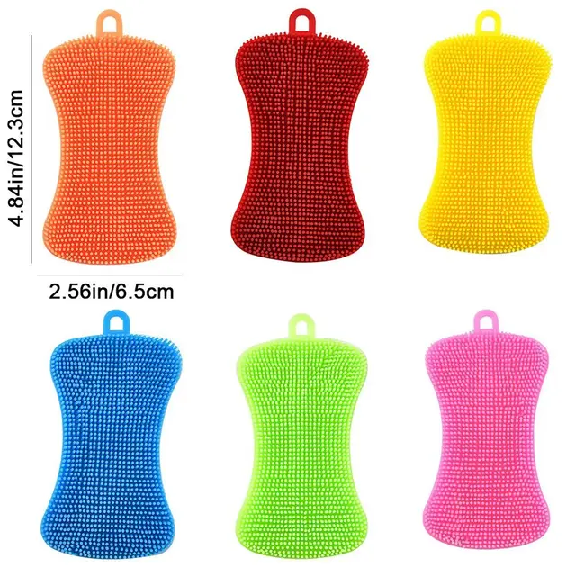 Cleaning Tool Double Sided Silicone Dishwashing Brush Soft Reusable Washing Cleaning Brushes Flexible Cleaning Brush Kitchen 6