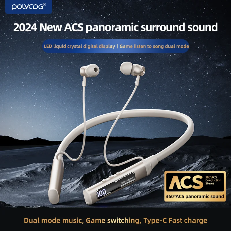 POLVCDG Sports Neck подвесные наушники Display ACS Dual Mode шумоподавление Game headphones BD128 2024 New