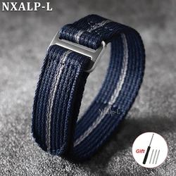 Durable Nylon Military - Style Waterproof Watch Band with Hook and Loop Fastener - L (Blue  Grey)