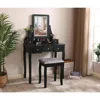 Vanity Set with Lighted Mirror Dimming, Touch Screen Switch & Cushioned Stool Dressing Table Makeup Vanity Makeup Table 3