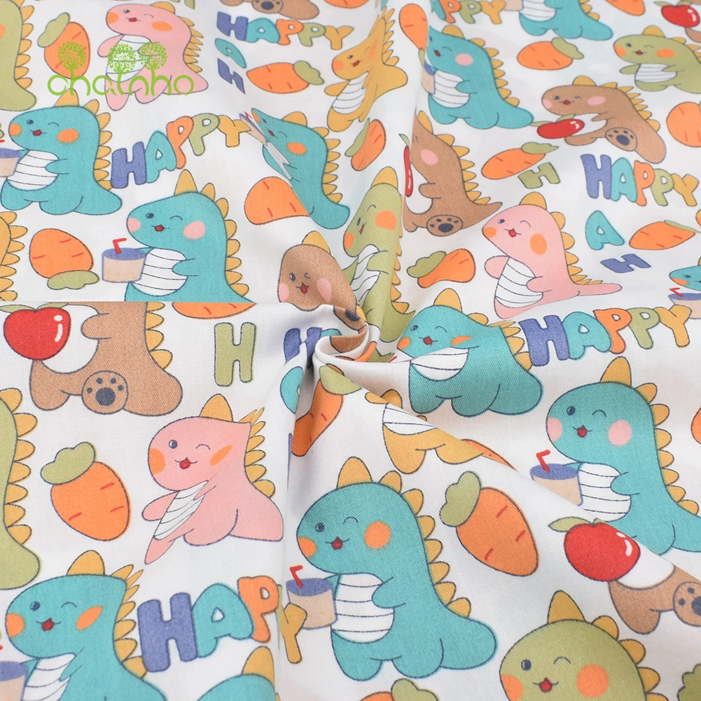 Chainho,Printed Twill Weave Cotton Fabric,DIY Sewing Quilting Material,Patchwork Cloth,6 Designs Series,2 Sizes,15C279