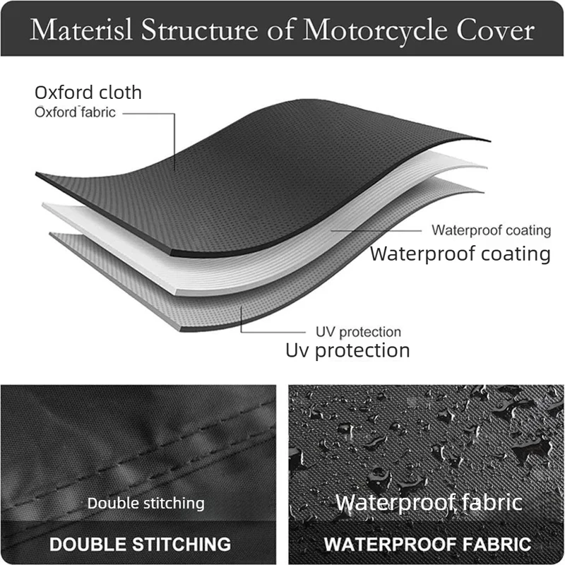 All-Season Waterproof UV Protective Motorcycle Cover - Durable and Dustproof 190T Fabric