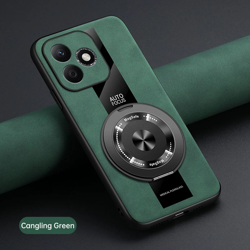 Luxury Leather Shockproof Magnetic Phone Case with Ring Holder