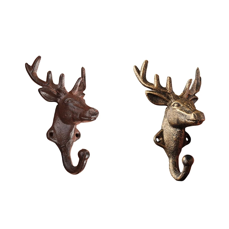 

Coat Hook Ornamental Wall Key Holder Hanger Practical Distressed Deer Head Hook Hanger For Towel