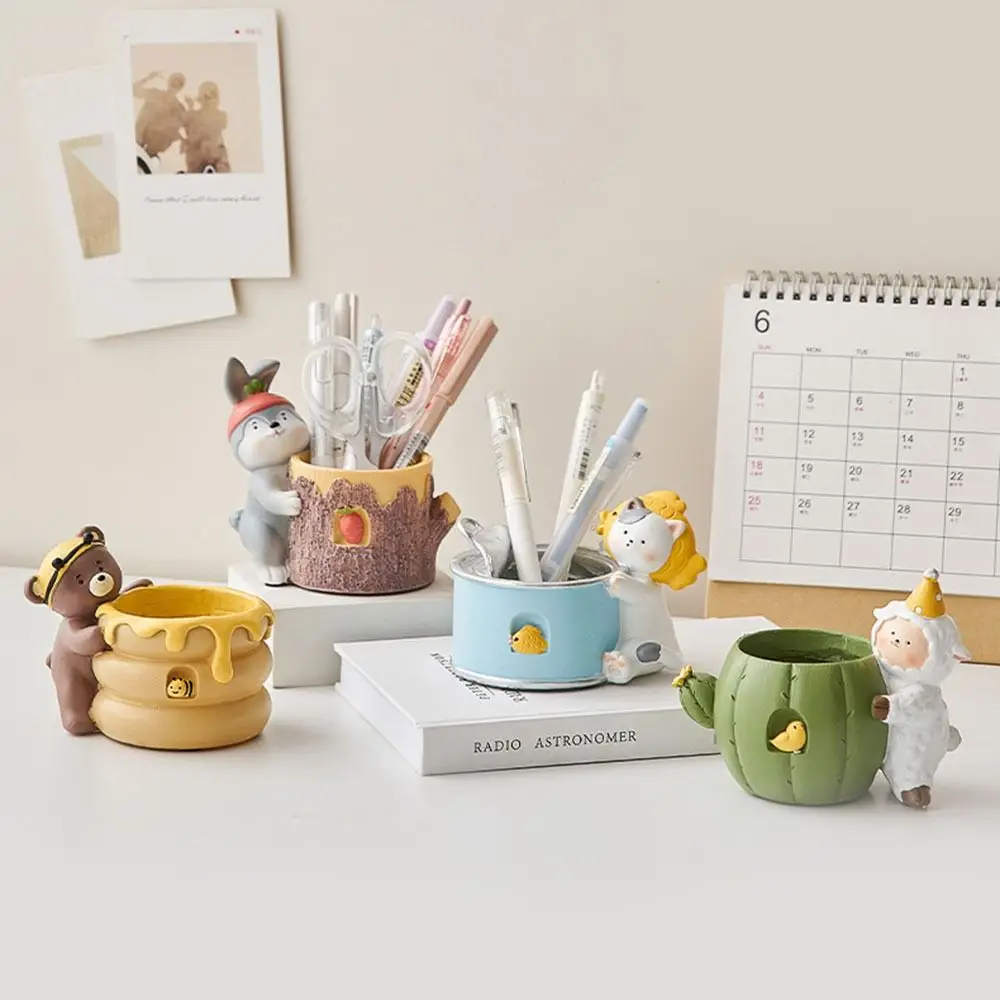 

Cartoon Animal Pen Holders Office School SuppliesHome Decor Ornaments Flower Pots Desk Accessories