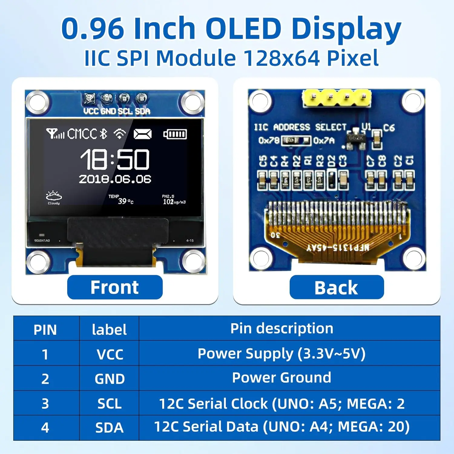 ตัวเลือกสินค้า หน้าจอ OLED 128x64 พิกเซล ใช้งานกับ Arduino Raspberry Pi