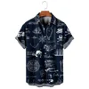 Retro Harajuku Blue Space War Planet Robot Short Hawaiian Casual Shirt Men with Print Vintage Floral Stylish Fit Men's Clothing 6